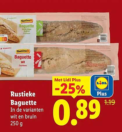 Rustieke Baguette In de varianten wit en bruin 250 g