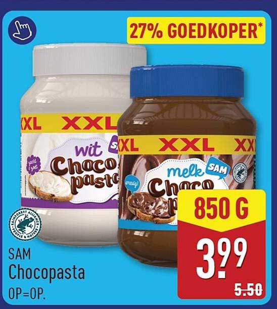SAM Chocopasta 27% goedkoper