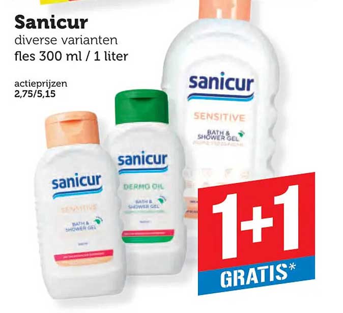 Sanicur diverse varianten fles 300 ml / 1 liter 1+1 gratis
