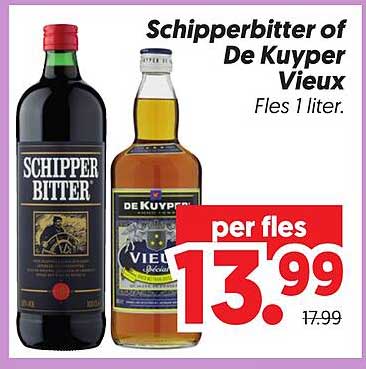 Schipperbitter of De Kuyper Vieux Fles 1 liter.