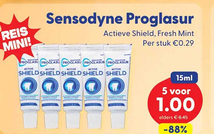 Sensodyne Proglasur Active Shield, Fresh Mint 15ml 5 voor 1.00 -88%