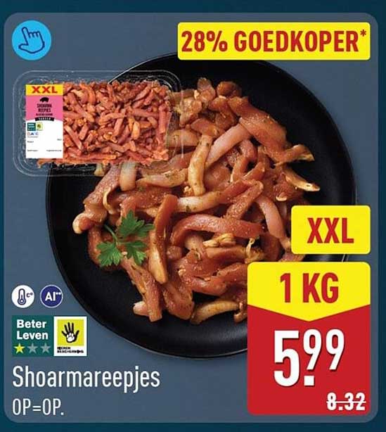 Shoarmareepjes XXL 1 KG 28% GOEDKOPER*
