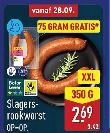 Slagersrookworst XXL 350 g 75 gram gratis#