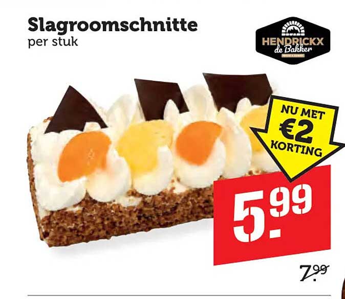 Slagroomschnitte per stuk NU MET €2 KORTING