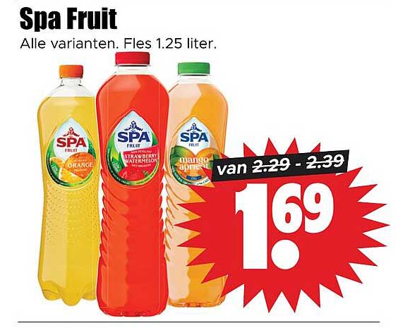Spa Fruit Alle varianten. Fles 1.25 liter.