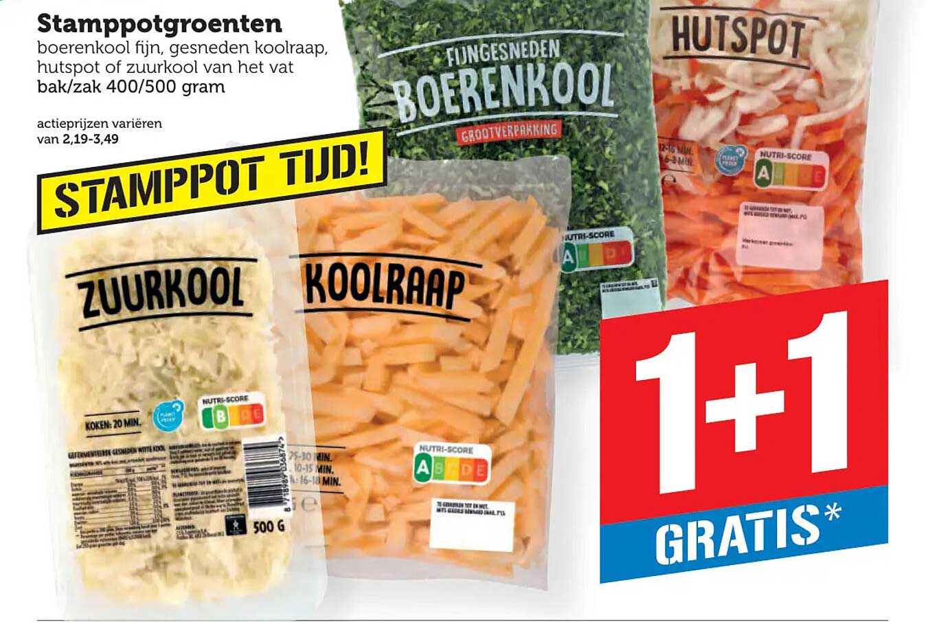 Stamppotgroenten 1+1 gratis