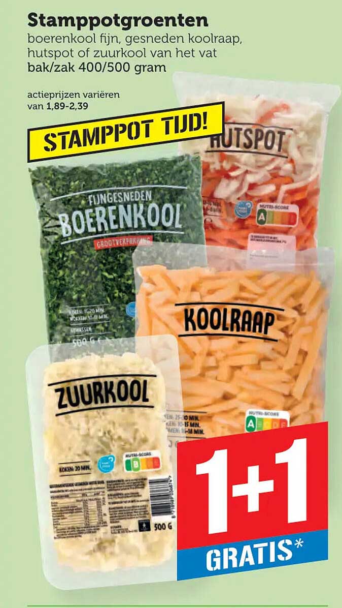 Stamppotgroenten 1+1 gratis