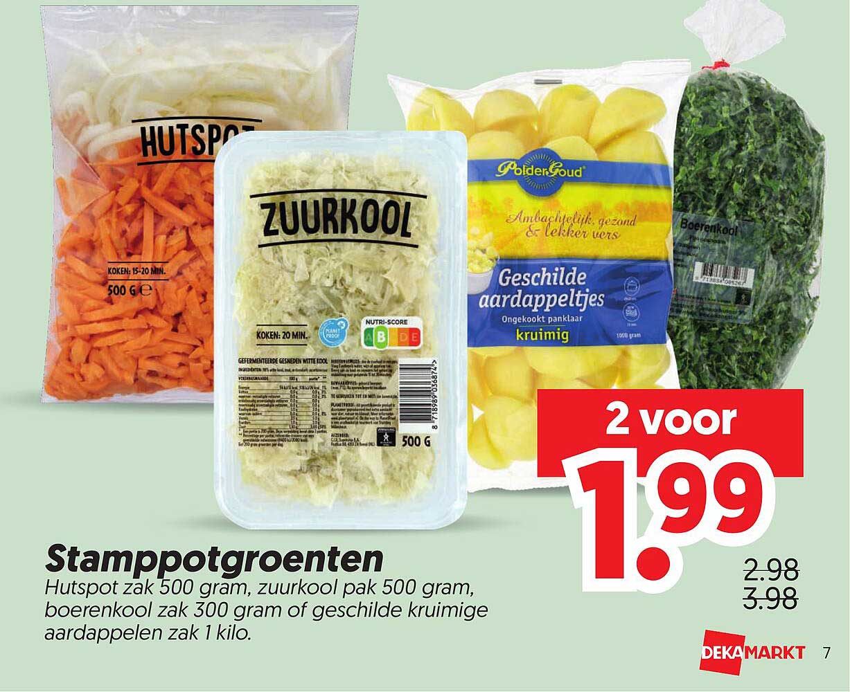 Stamppotgroenten 2 voor 1.99