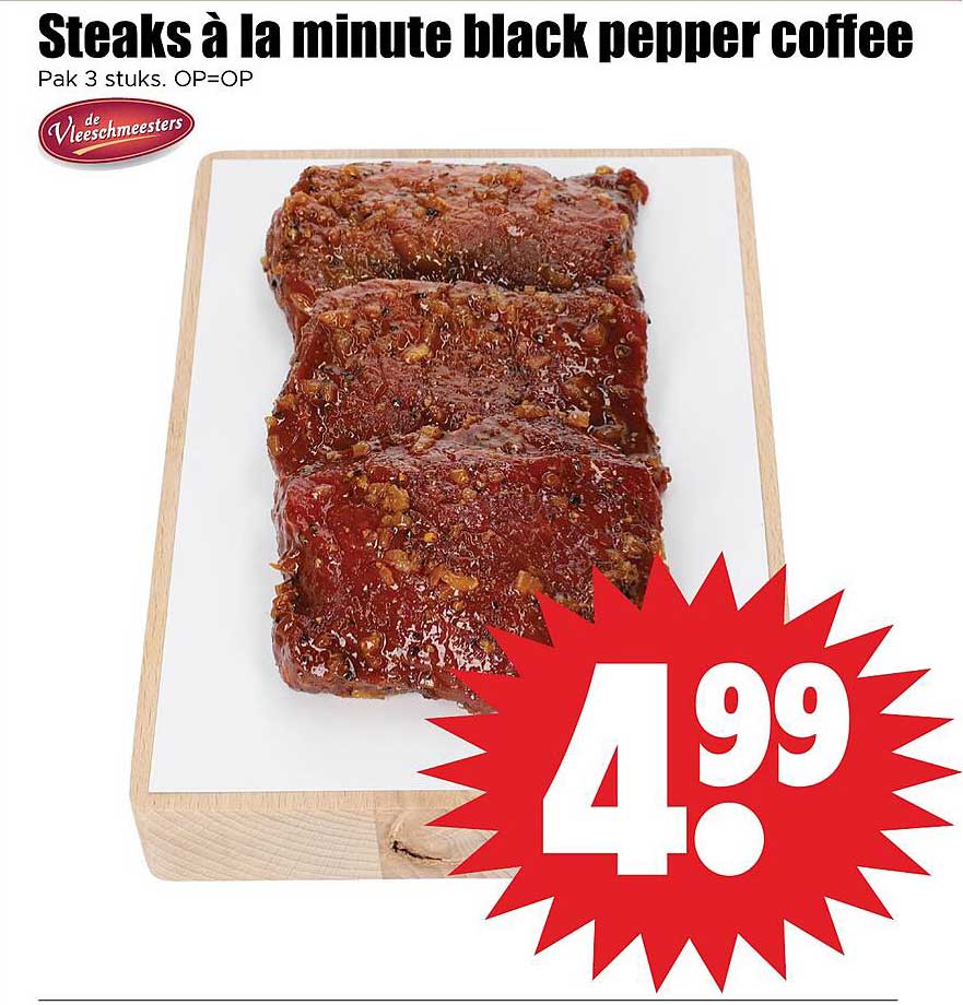 Steaks à la minute black pepper coffee