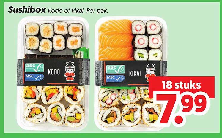 Sushibox Kodo of Kikai. Per pak. 18 stuks