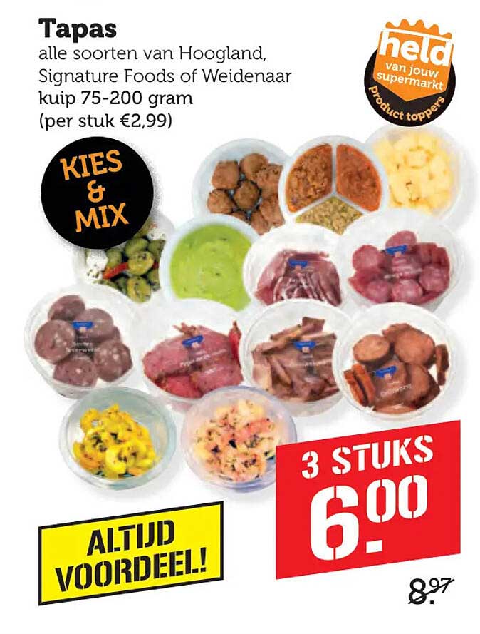 Tapas alle soorten van Hoogland, Signature Foods of Weidenaar kuip 75-200 gram 3 STUKS