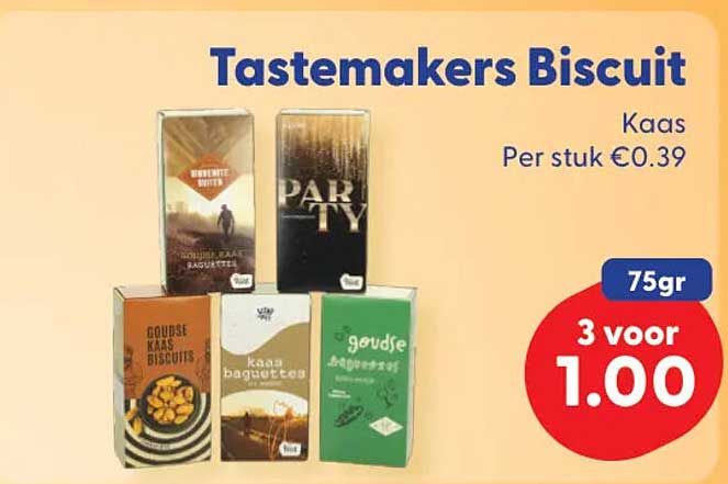 Tastemakers Biscuit Kaas 75gr 3 voor 1.00