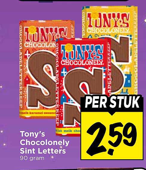 Tony's Chocolonely Sint Letters 90 gram