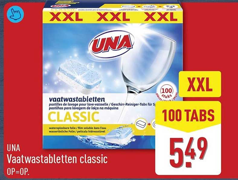 UNA Vaatwastabletten classic XXL 100 tabs