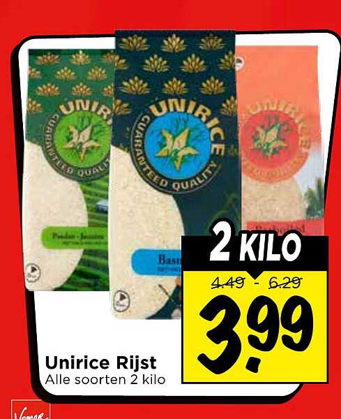 Unirice Rijst Alle soorten 2 kilo
