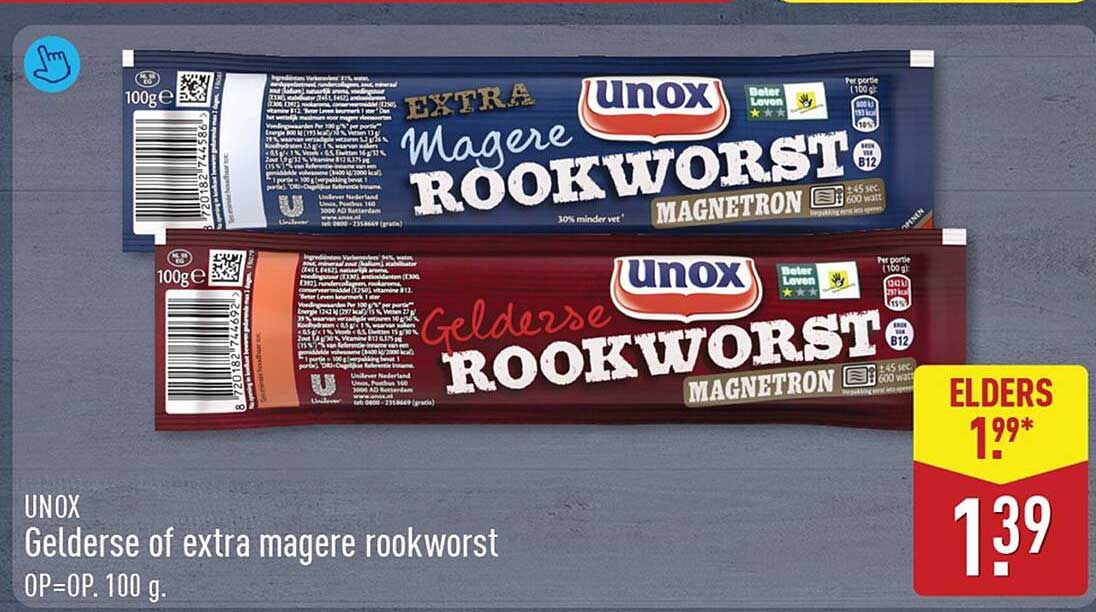 UNOX Gelderse of extra magere rookworst