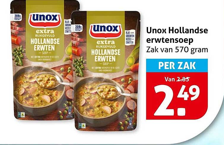 Unox Hollandse erwtensoep Zak van 570 gram