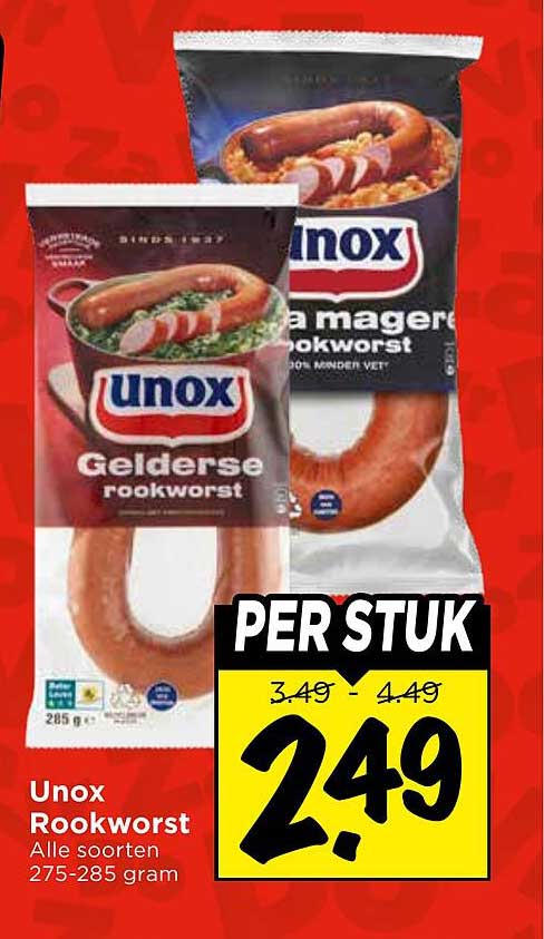Unox Rookworst Alle soorten 275-285 gram PER STUK