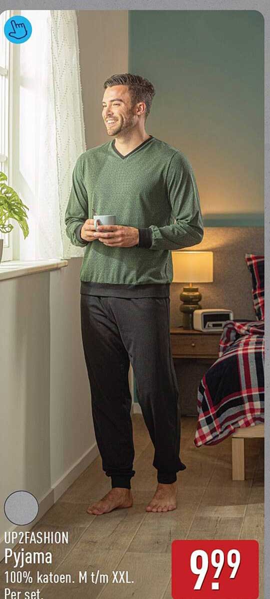 UP2FASHION Pyjama 100% katoen. M t/m XXL. Per set.