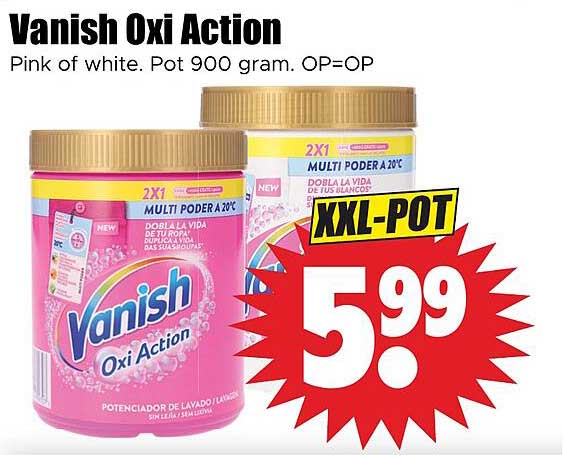 Vanish Oxi Action Pink of white. Pot 900 gram. OP=OP XXL-POT