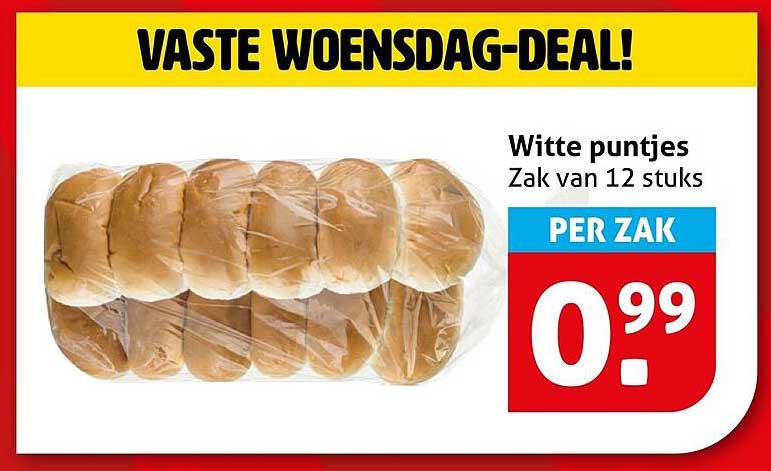 Vaste woensdag-deal! Witte puntjes Zak van 12 stuks PER ZAK