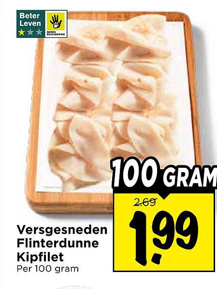 Versgesneden Flinterdunne Kipfilet