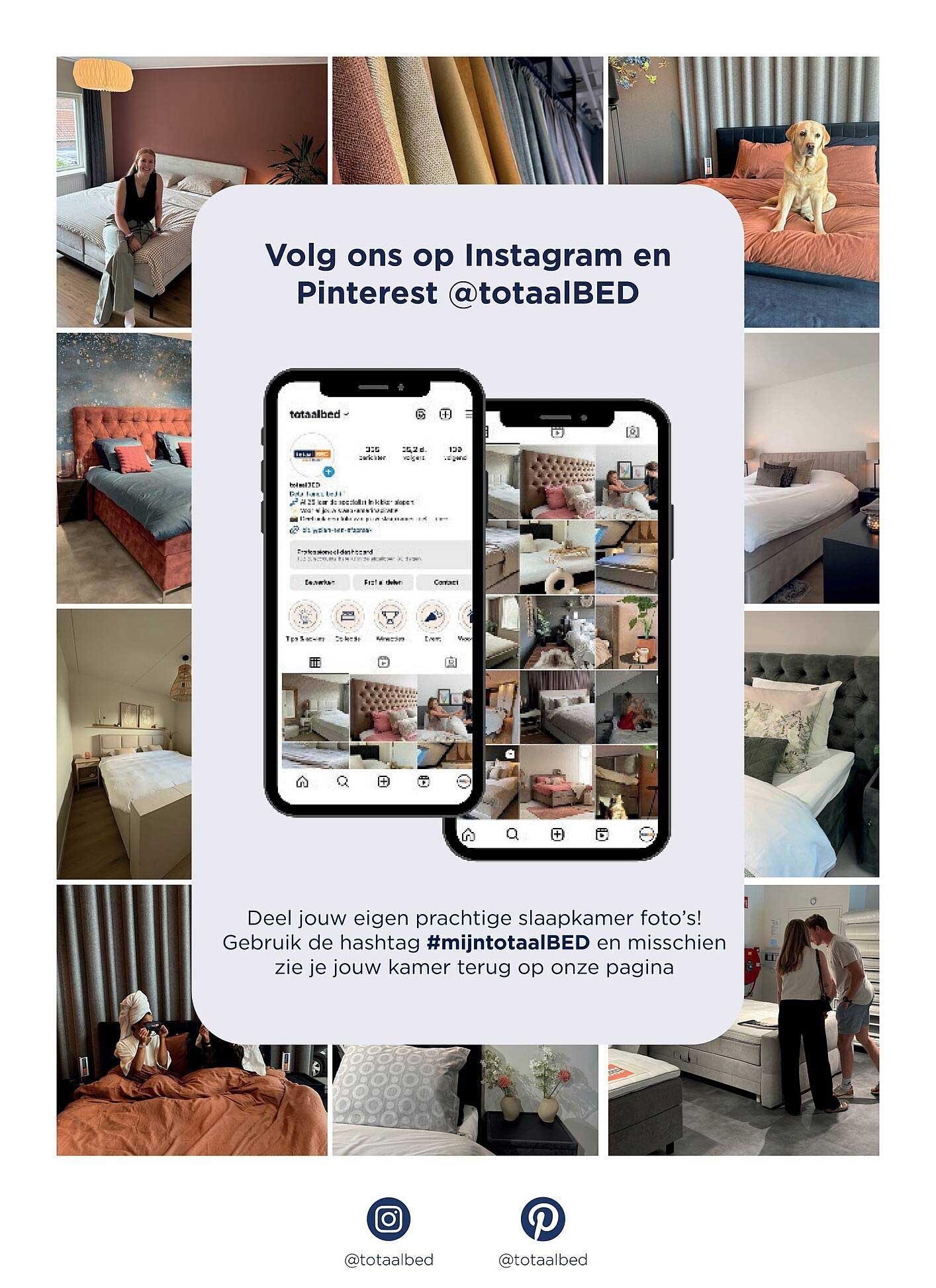 Volg ons op Instagram en Pinterest @totaalBED