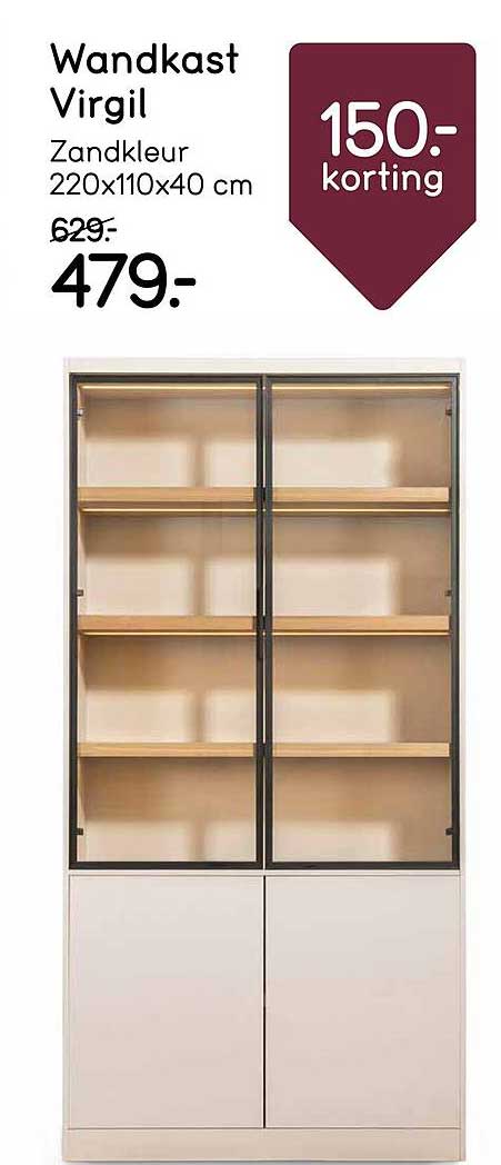 Wandkast Virgil Zandkleur 220x110x40 cm 150- korting