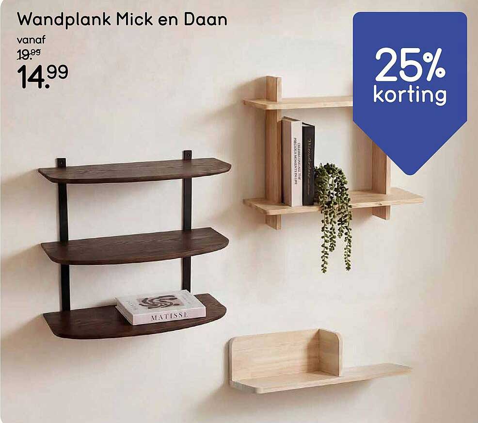 Wandplank Mick en Daan