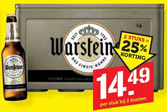 Warsteiner 2 stuks = 25% korting