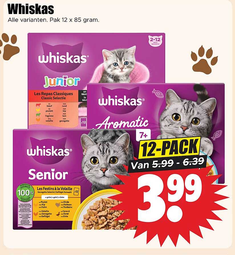 Whiskas Alle varianten. Pak 12 x 85 gram 12-pack