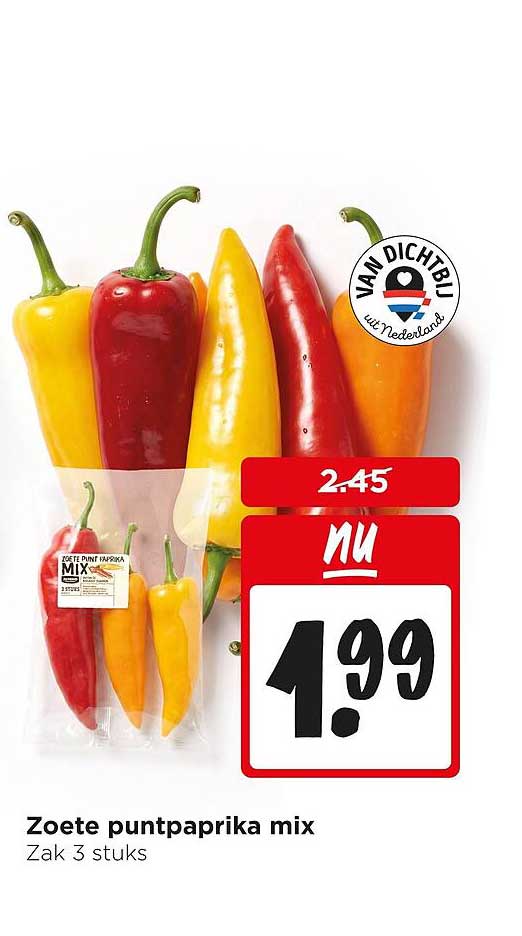 Zoete puntpaprika mix Zak 3 stuks