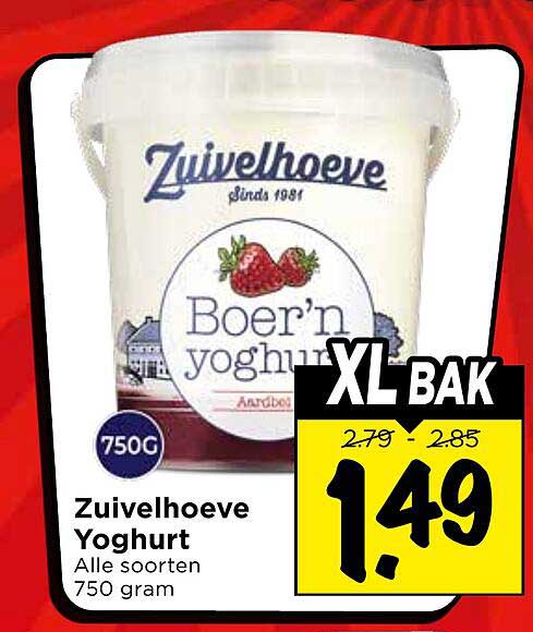 Zuivelhoeve Yoghurt Alle soorten 750 gram XL BAK