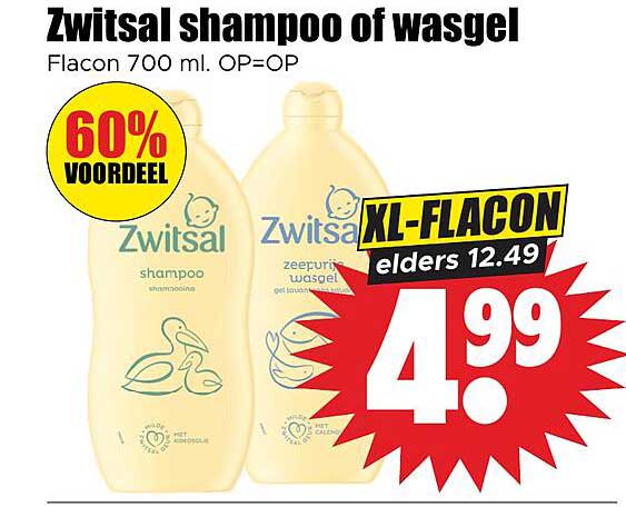 Zwitsal shampoo of wasgel Flacon 700 ml. OP=OP XL-FLACON elders 12.49