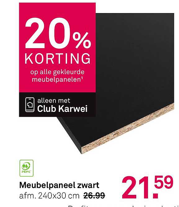 20% KORTING op alle gekleurde meubelpanelen