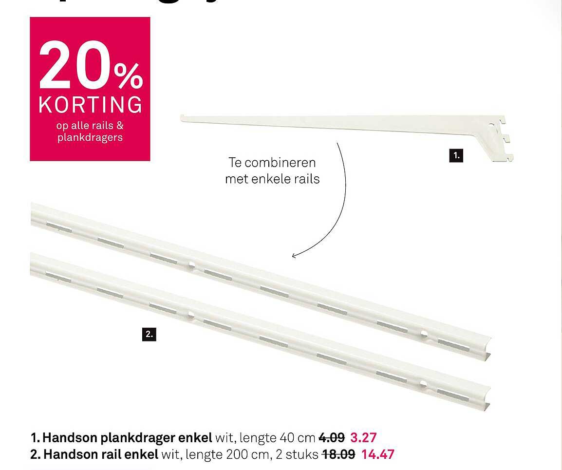 20% KORTING op alle rails & plankdragers