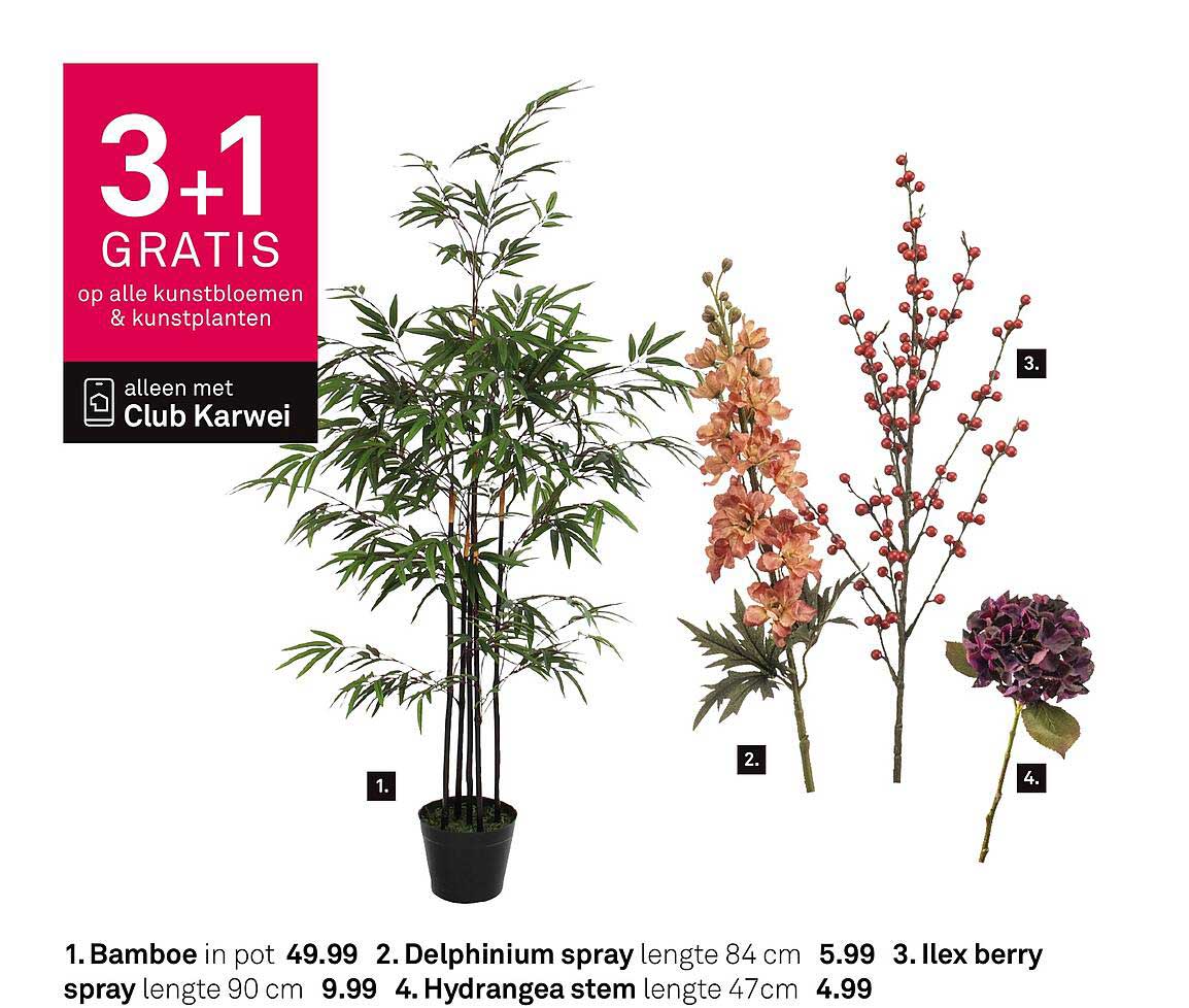 3+1 GRATIS op alle kunstbloemen & kunstplanten