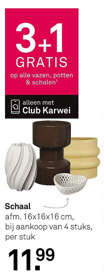3+1 GRATIS op alle vazen, potten & schalen