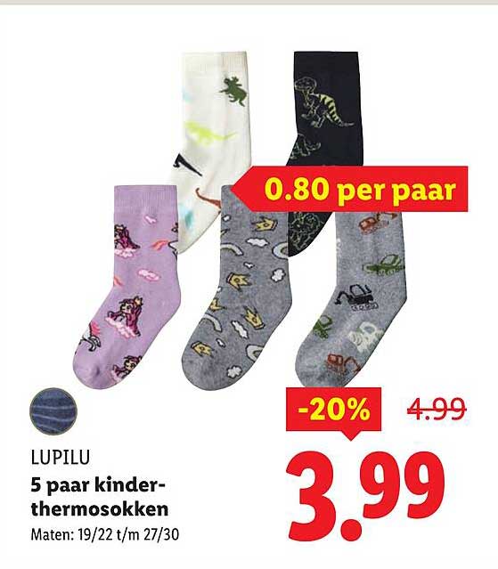 5 paar kinder-thermomosokken