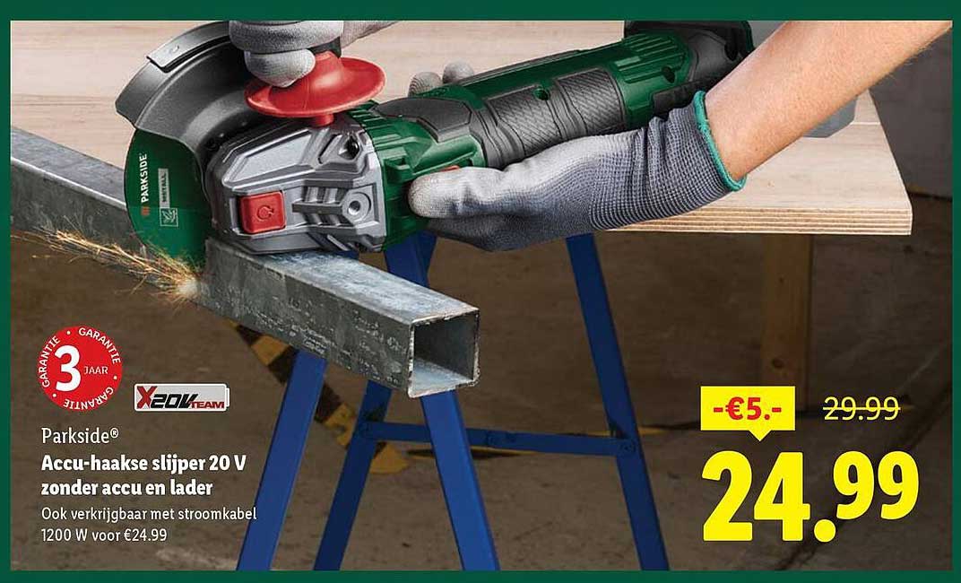 Accu-haakse slijper 20 V zonder accu en lader