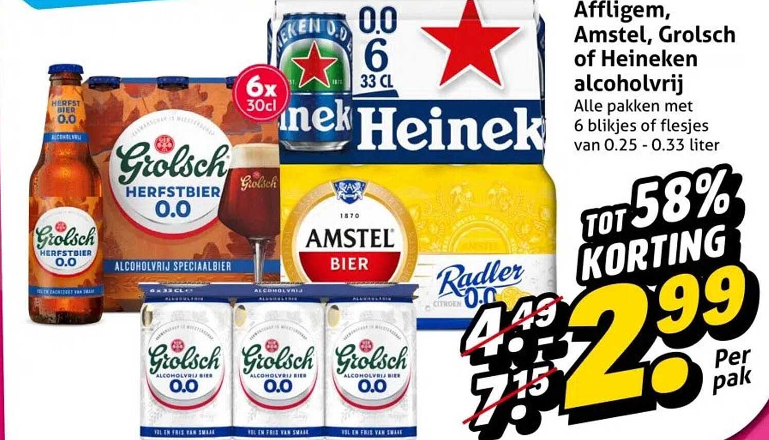 Affligem, Amstel, Grolsch of Heineken alcoholvrij