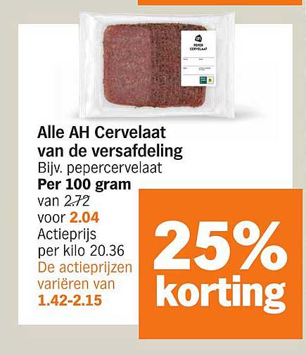 Alle AH Cervelaat van de versafdeling