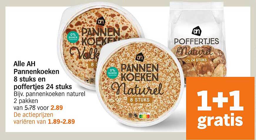 Alle AH Pannenkoeken 8 stuks en poffertjes 24 stuks