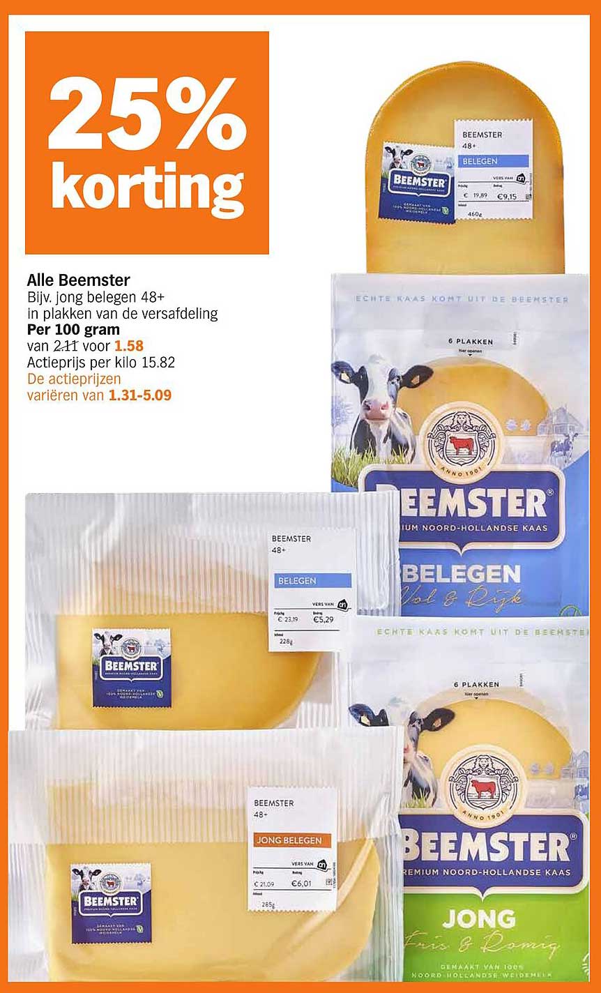 Alle Beemster 48+ in plakken van de versafdeling