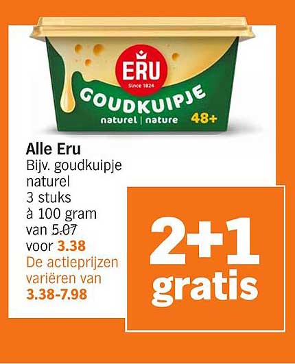 Alle Eru Goudkuipje natuur 3 stuks à 100 gram van 5.07 voor 3.38