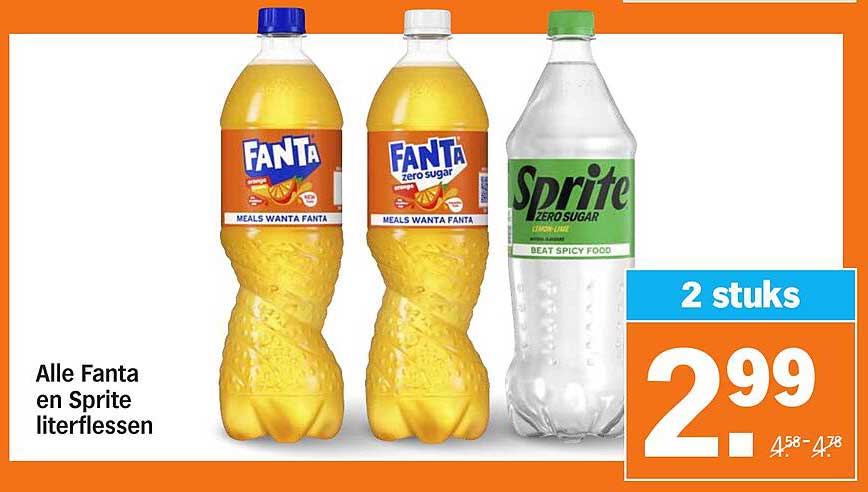 Alle Fanta en Sprite literflessen