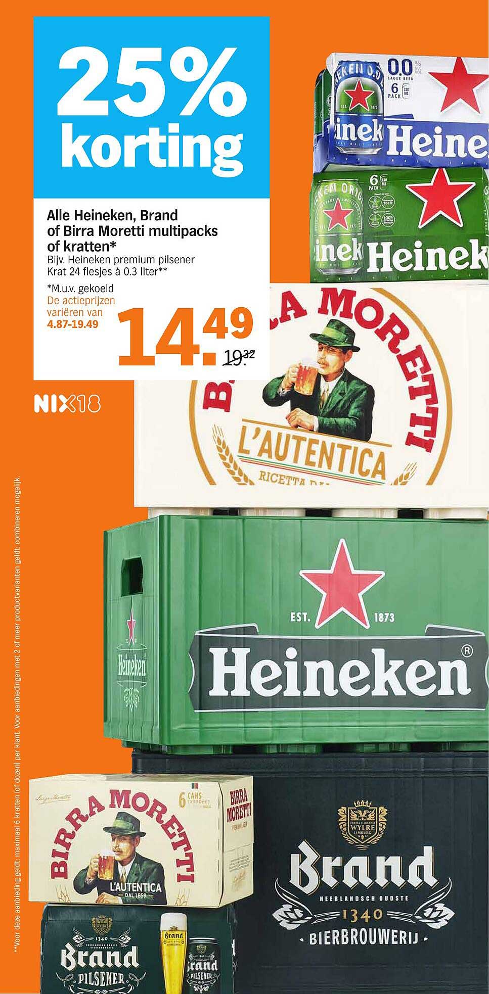 Alle Heineken, Brand of Birra Moretti multipacks of kratten*