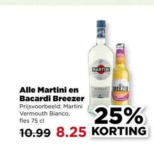 Alle Martini en Bacardi Breezer