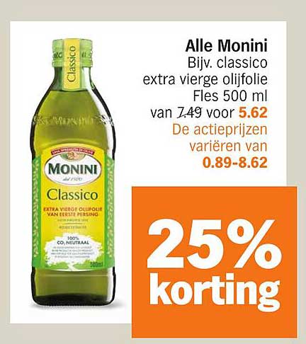 Alle Monini Blijv. classico extra vierge olijfolie Fles 500 ml