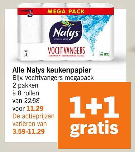 Alle Nalys keuk papier, 1+1 gratis